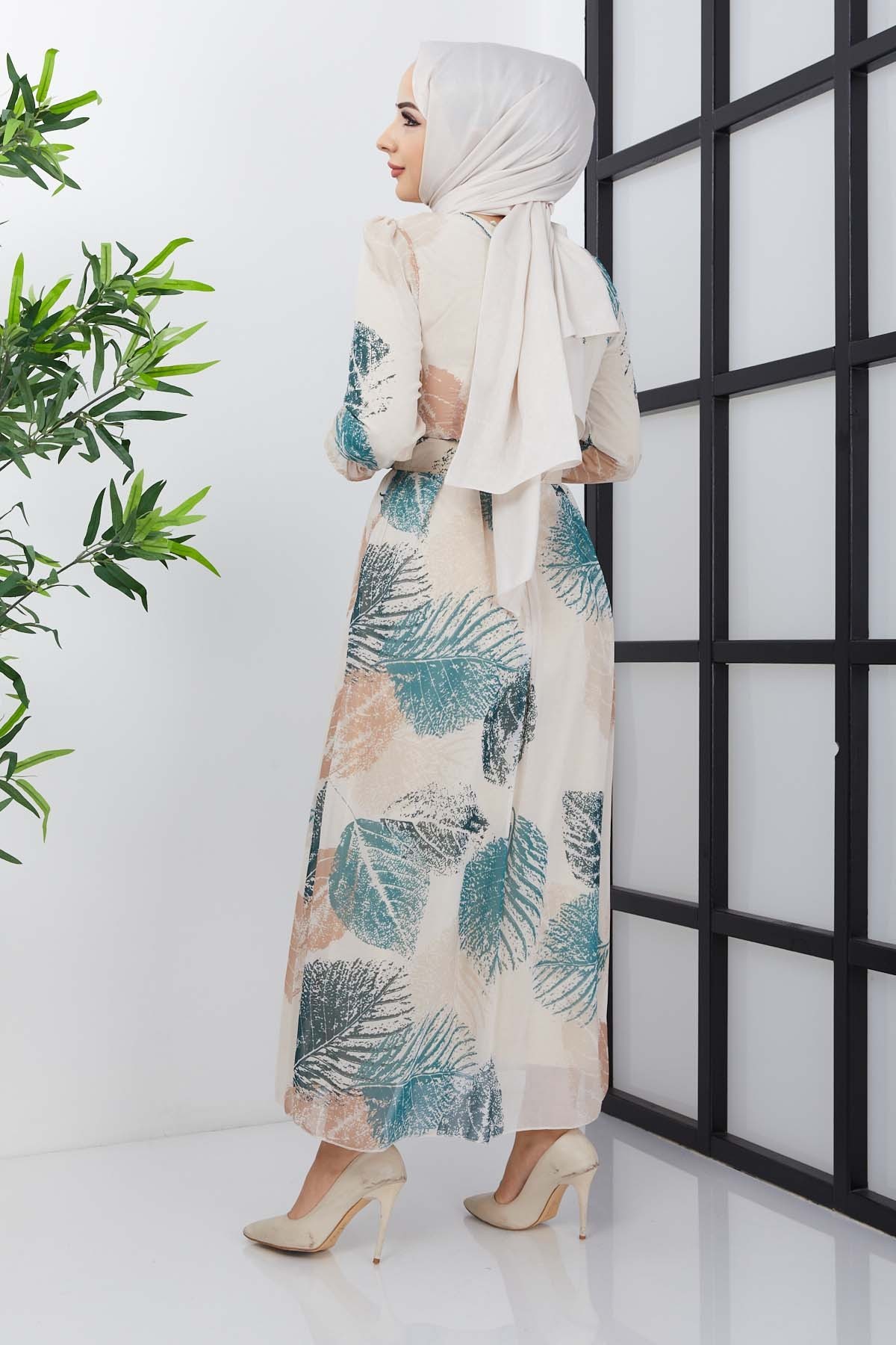 Elfida Şifon Elbise - Yeşil