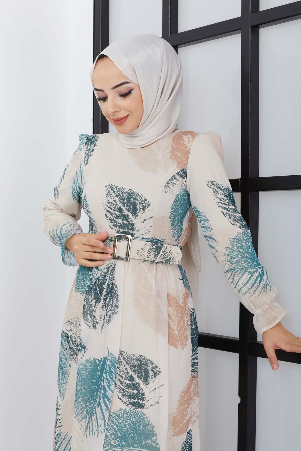 Elfida Şifon Elbise - Yeşil