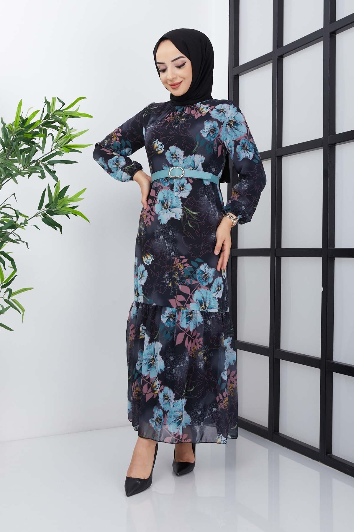 Balım Şifon Elbise - Siyah