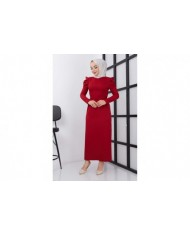 Asi Krep Elbise - Kırmızı