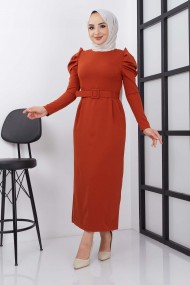 Asi Krep Elbise - Kiremit