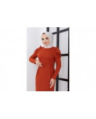 Asi Krep Elbise - Kiremit