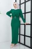 Aykız Krep Elbise - Yeşil