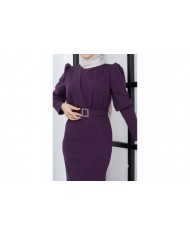 Aykız Krep Elbise - Mürdüm