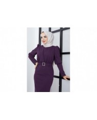 Aykız Krep Elbise - Mürdüm