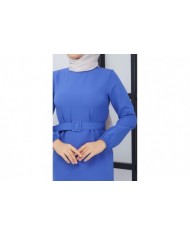 Gülce Krep Elbise - Mavi