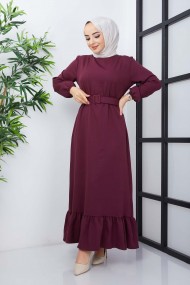 Gülce Krep Elbise - Mürdüm