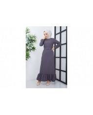 Gülce Krep Elbise - Gri