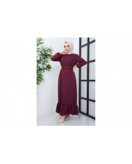 Gülce Krep Elbise - Mürdüm