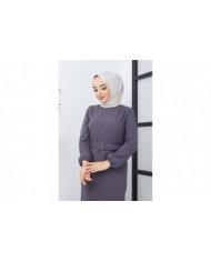 Gülce Krep Elbise - Gri