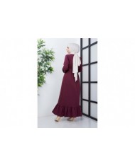 Gülce Krep Elbise - Mürdüm