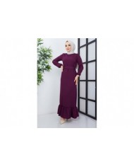 Gülce Krep Elbise - Mor