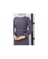 Gülce Krep Elbise - Gri