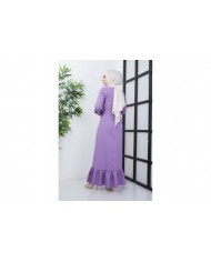 Gülce Krep Elbise - Lila