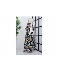 Mimoza Viskon Elbise - Siyah