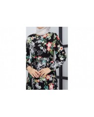 Mimoza Viskon Elbise - Siyah