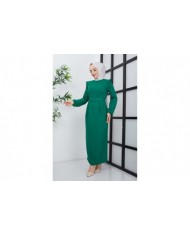 Çağla Atlas Elbise - Yeşil