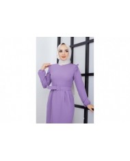 Çağla Atlas Elbise - Lila