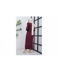 Çağla Atlas Elbise - Mürdüm