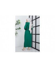 Çağla Atlas Elbise - Yeşil