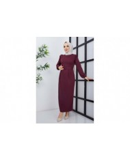 Çağla Atlas Elbise - Mürdüm