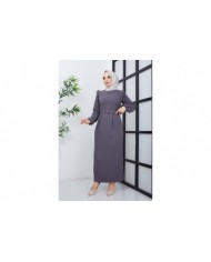 Çağla Atlas Elbise - Gri