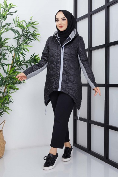 Garnili Çift Fermuarlı Jessica Mont - Siyah