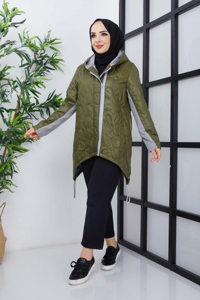 Garnili Çift Fermuarlı Jessica Mont - Haki