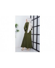 Buğlem Ponpon Kışlık Elbise - Haki