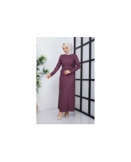 Buğlem Ponpon Kışlık Elbise - Mürdüm