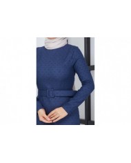 Buğlem Ponpon Kışlık Elbise - İndigo