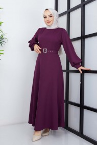 Prenses Atlas Elbise - Mor