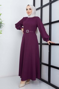 Prenses Atlas Elbise - Mor