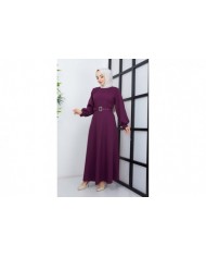 Prenses Atlas Elbise - Mor