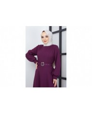 Prenses Atlas Elbise - Mor