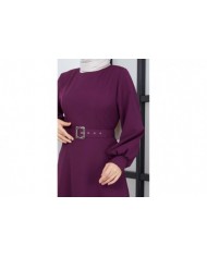 Prenses Atlas Elbise - Mor