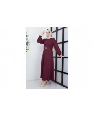 Prenses Atlas Elbise - Mürdüm