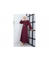 Prenses Atlas Elbise - Mürdüm