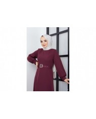 Prenses Atlas Elbise - Mürdüm