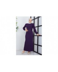 Hilal Krep Elbise - Mürdüm