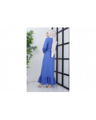 Dilay Atlas Elbise - Mavi