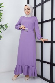 Dilay Atlas Elbise - Lila