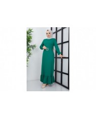 Dilay Atlas Elbise - Yeşil