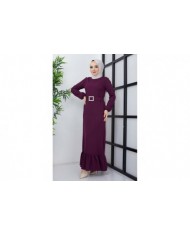 Dilay Atlas Elbise - Mor
