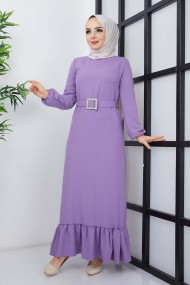 Dilay Atlas Elbise - Lila