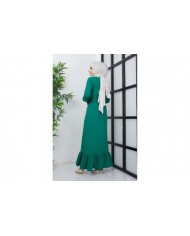 Dilay Atlas Elbise - Yeşil