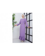 Dilay Atlas Elbise - Lila