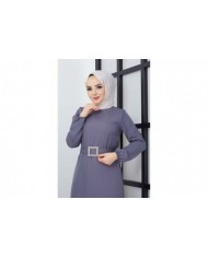 Dilay Atlas Elbise - Gri