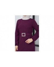 Dilay Atlas Elbise - Mor