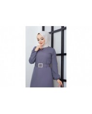 Dilay Atlas Elbise - Gri